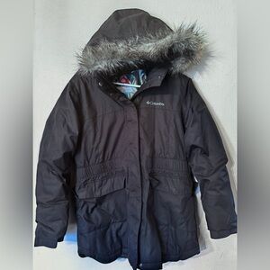 Columbia Omni-heat Youth XL black winter jacket with fur hood